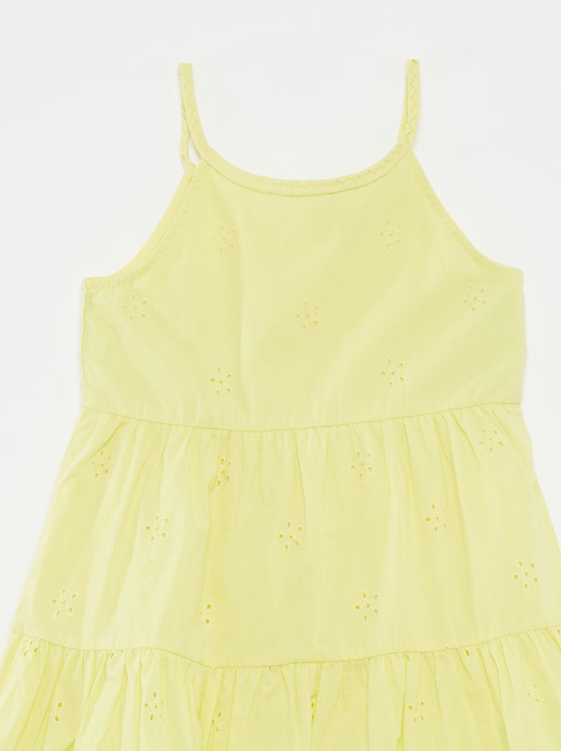 Effen jurk met gevlochten bandjes geel - Kiabi