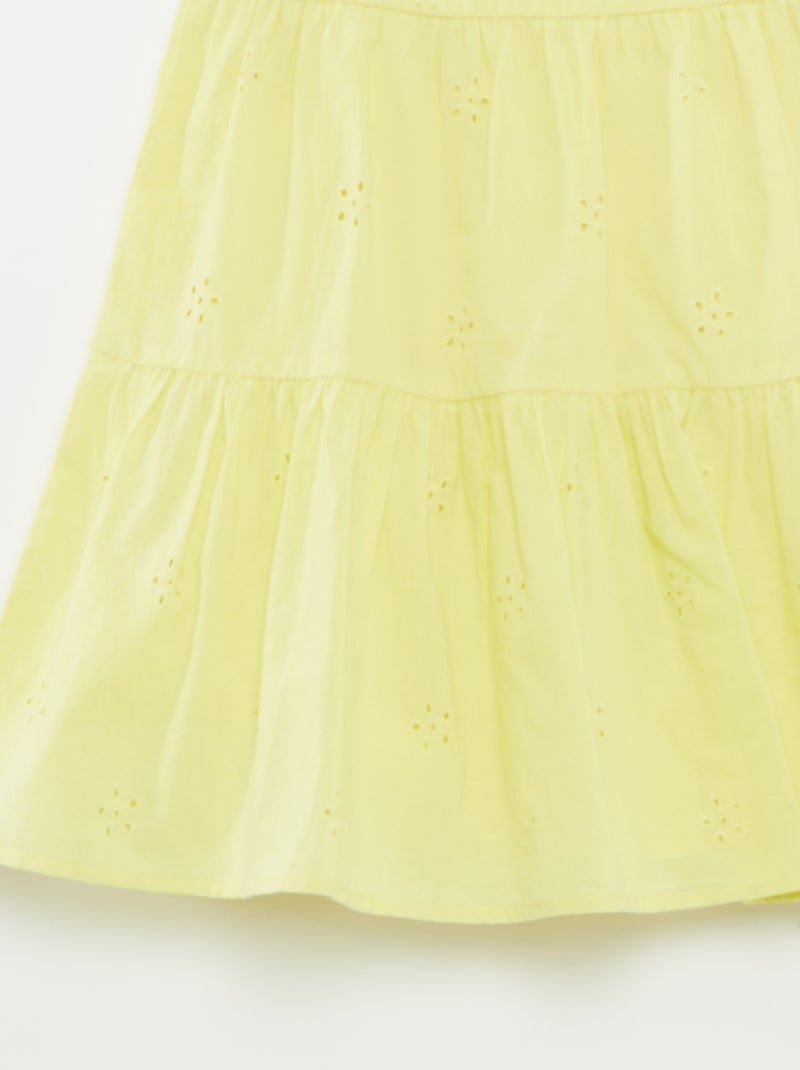 Effen jurk met gevlochten bandjes geel - Kiabi