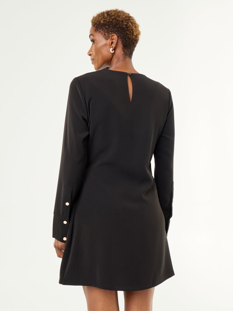 Effen jurk met goudkleurige details Zwart - Kiabi