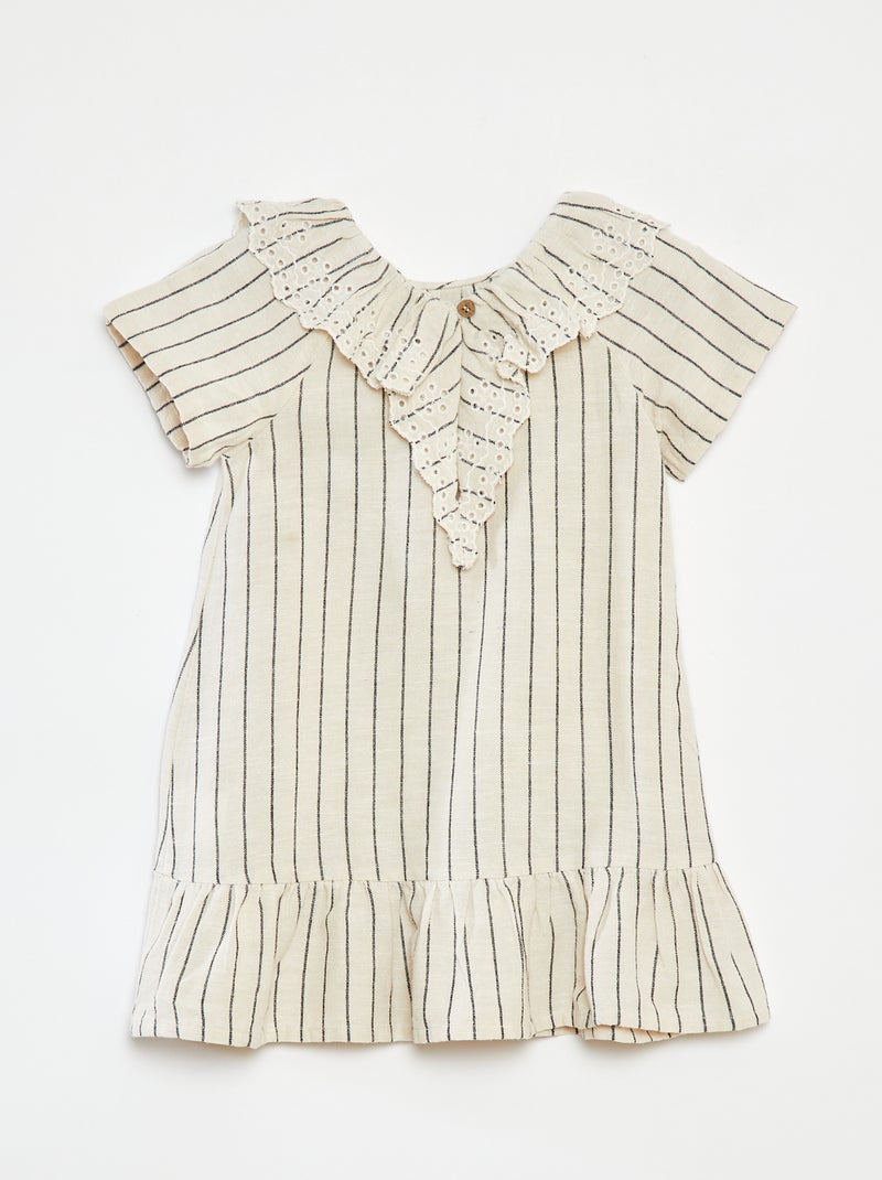 Effen jurk met korte mouwen + haarband - 2-delig BIEGE - Kiabi