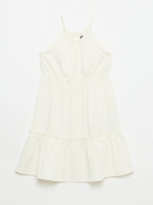 Effen jurk met spaghettibandjes en ruches - Kiabi