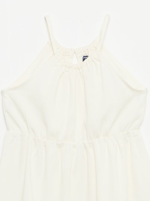 Effen jurk met spaghettibandjes en ruches - Kiabi