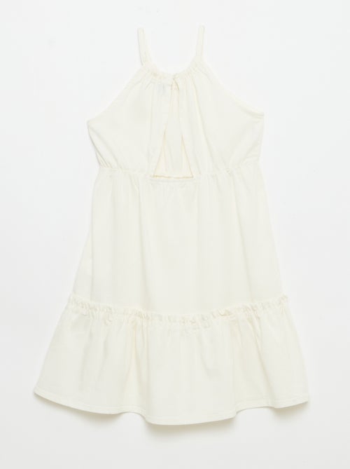 Effen jurk met spaghettibandjes en ruches - Kiabi