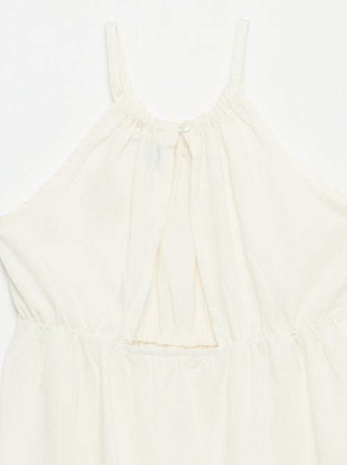 Effen jurk met spaghettibandjes en ruches - Kiabi