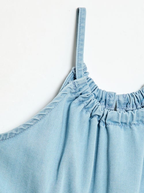 Effen jurk met spaghettibandjes en ruches - Kiabi