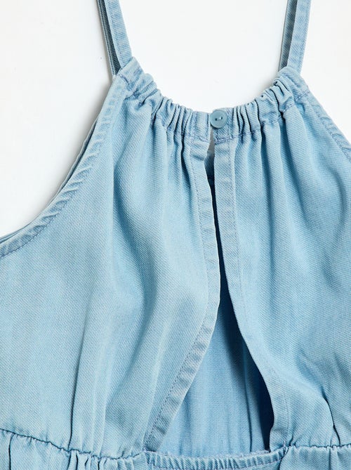 Effen jurk met spaghettibandjes en ruches - Kiabi