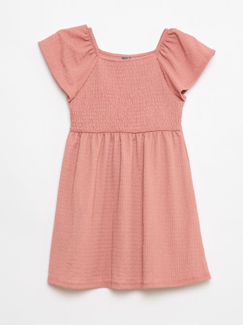 Effen jurk van gewafelde jerseytricot - Kiabi