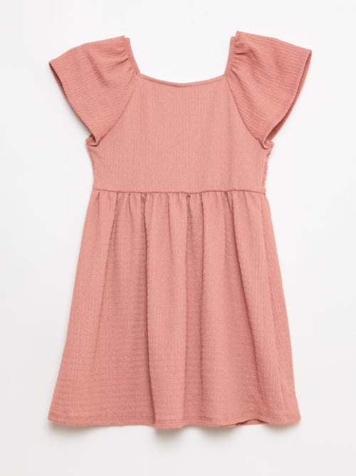 Effen jurk van gewafelde jerseytricot - Kiabi