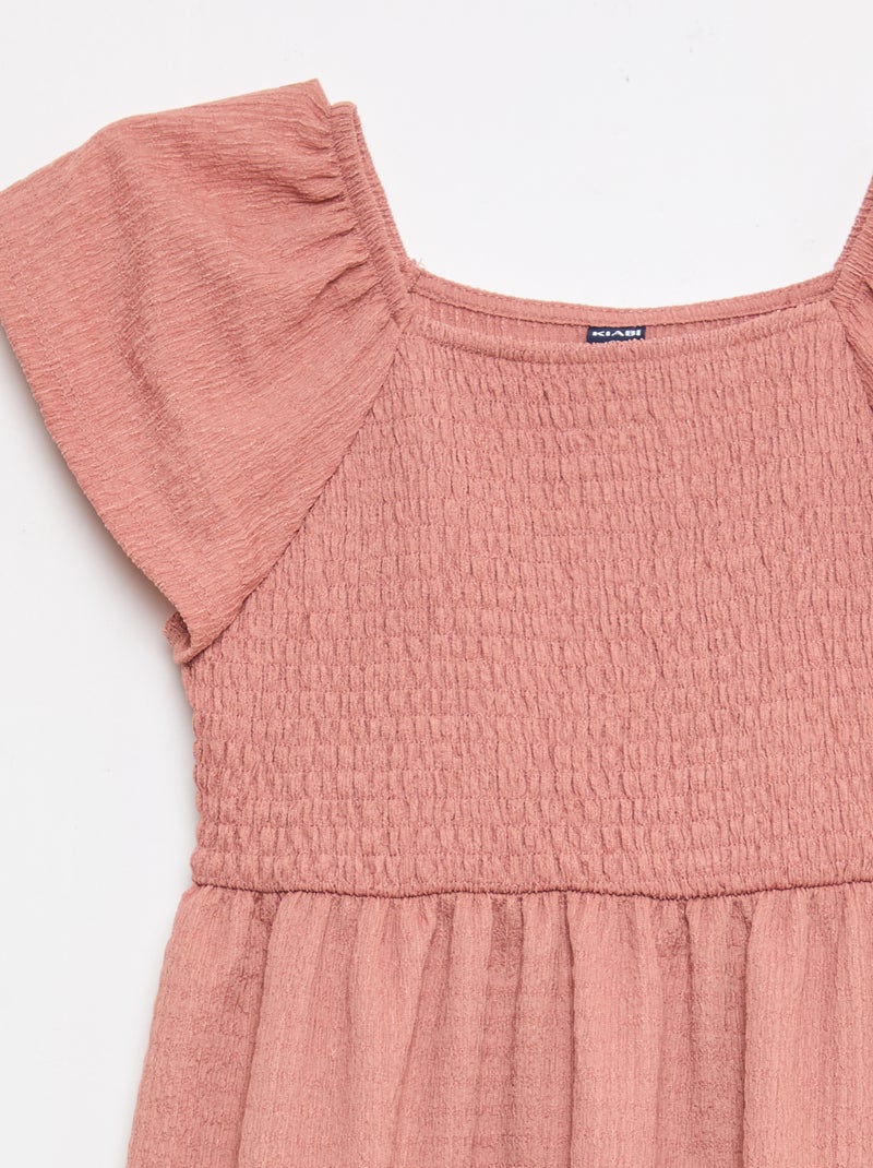 Effen jurk van gewafelde jerseytricot Rose - Kiabi