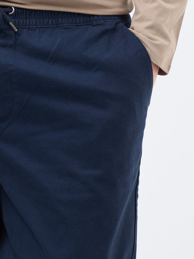 Effen, katoenen broek met aantrekkoordje Blauw - Kiabi