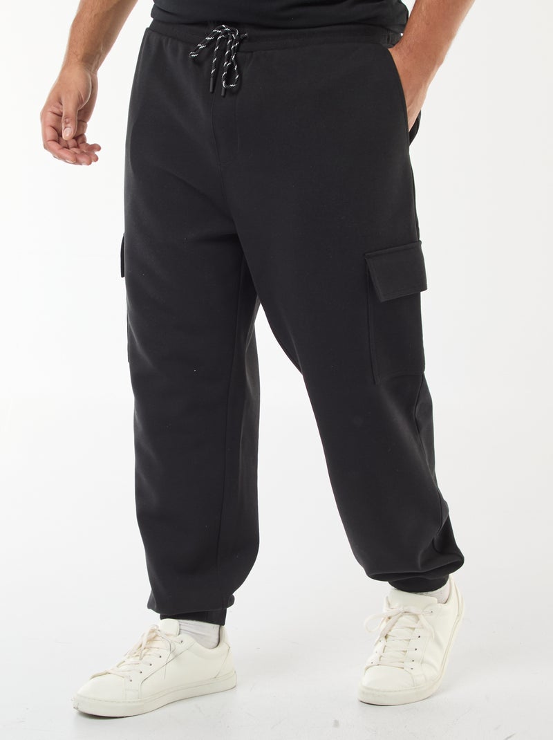 Effen, katoenen broek met toelopende pijpen zwart - Kiabi