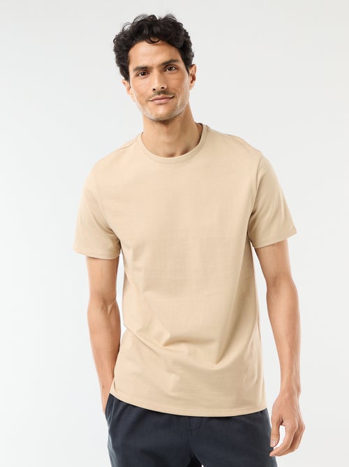 Effen katoenen heren-T-shirt met ronde hals - Kiabi