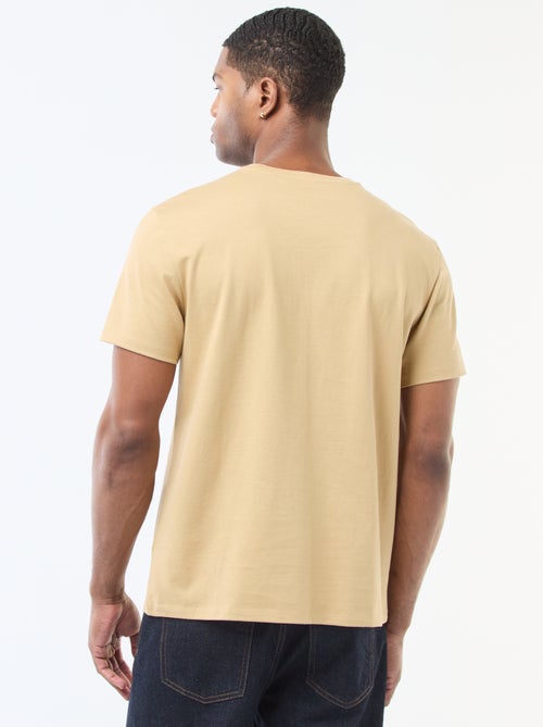 Effen katoenen heren-T-shirt met ronde hals - Kiabi