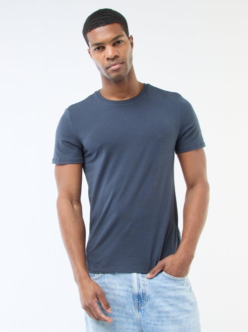 Effen katoenen heren-T-shirt met ronde hals - Kiabi