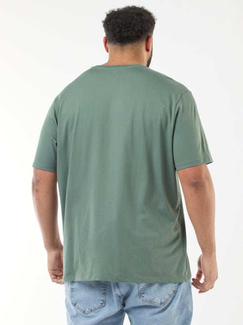 Effen katoenen heren-T-shirt met ronde hals - Kiabi