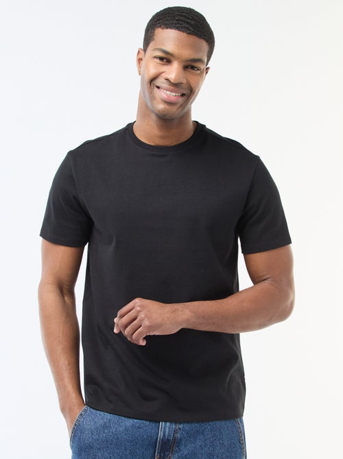 Effen katoenen heren-T-shirt met ronde hals - Kiabi