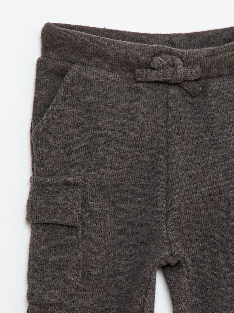 Effen katoenen joggingbroek van ribstof Grijs - Kiabi