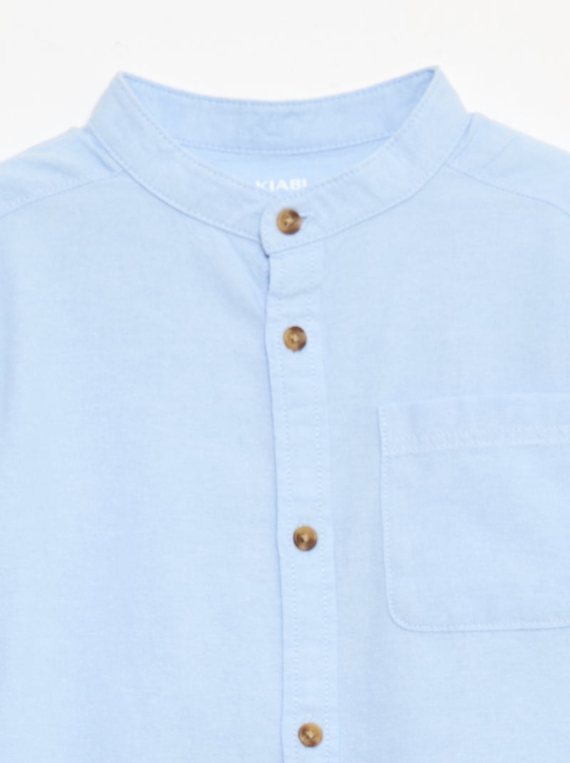 Effen katoenen overhemd met mao kraag Blauw - Kiabi