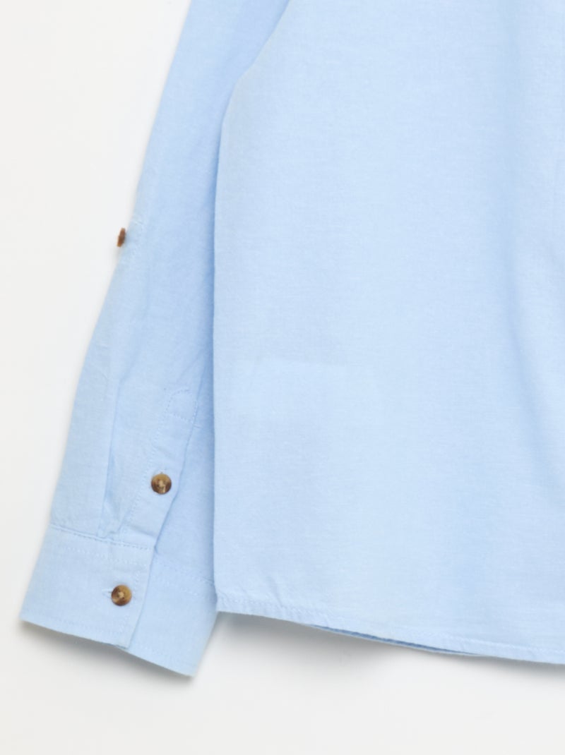 Effen katoenen overhemd met mao kraag Blauw - Kiabi