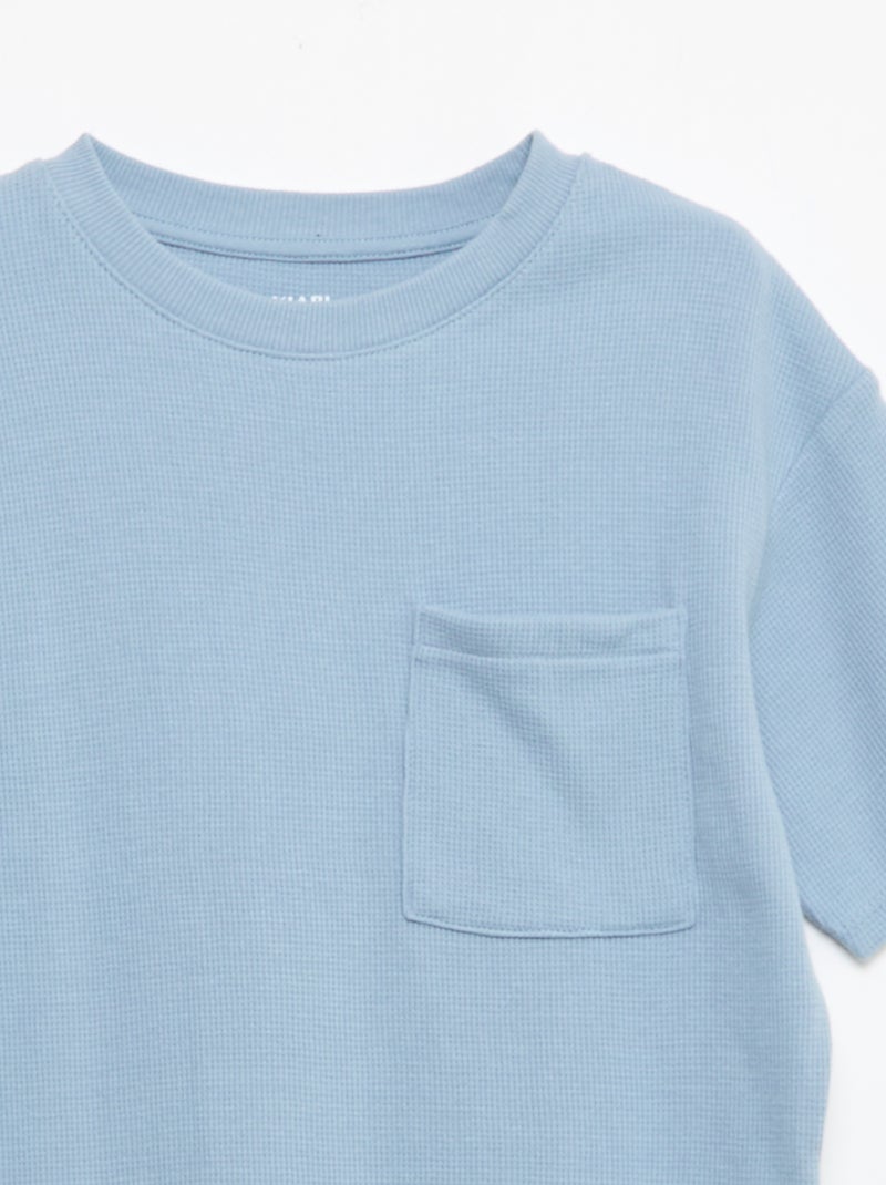 Effen katoenen pyjamaset Blauw - Kiabi