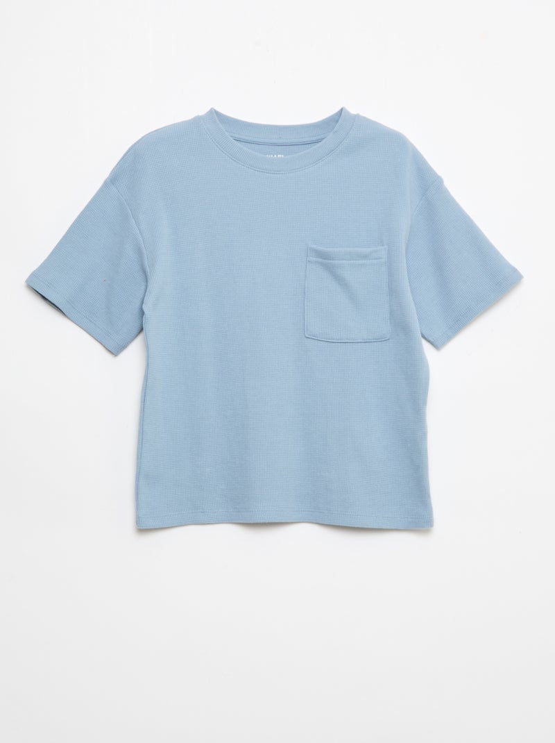Effen katoenen pyjamaset Blauw - Kiabi