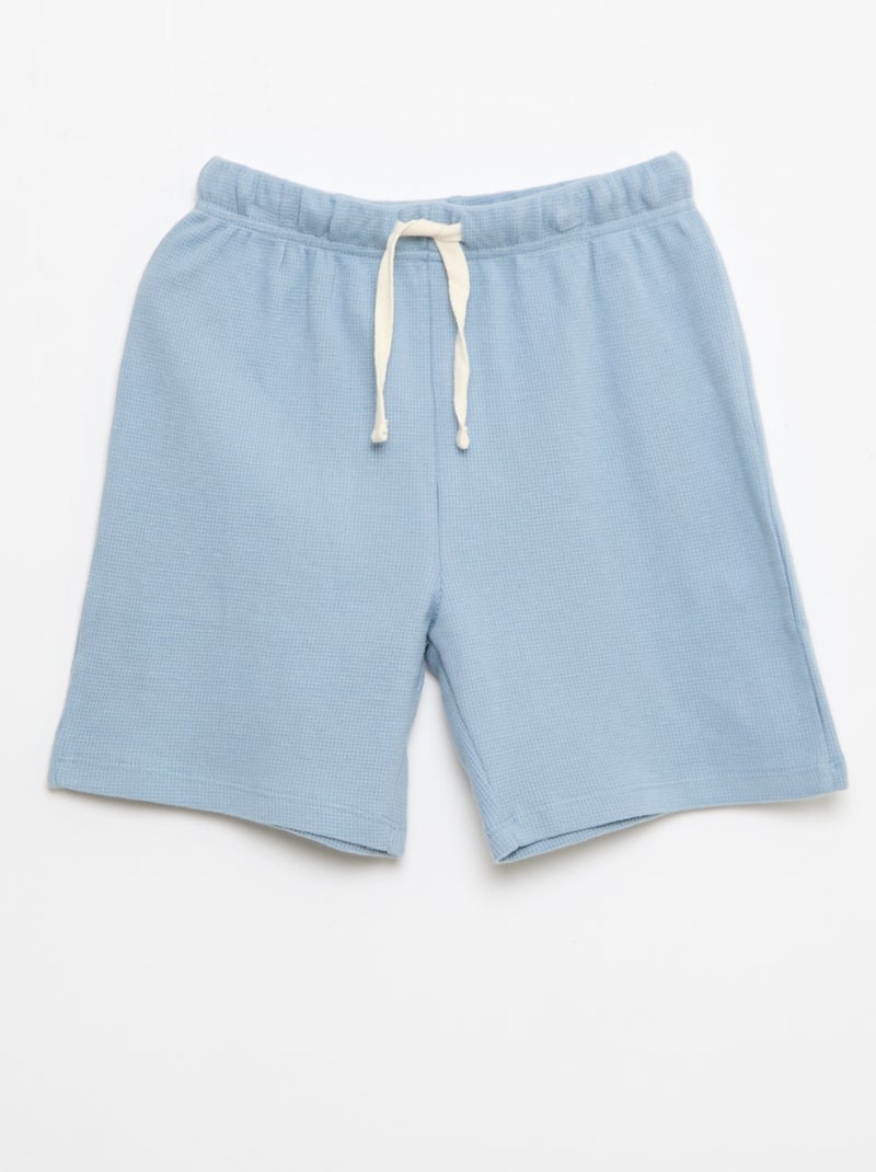 Effen katoenen pyjamaset Blauw - Kiabi