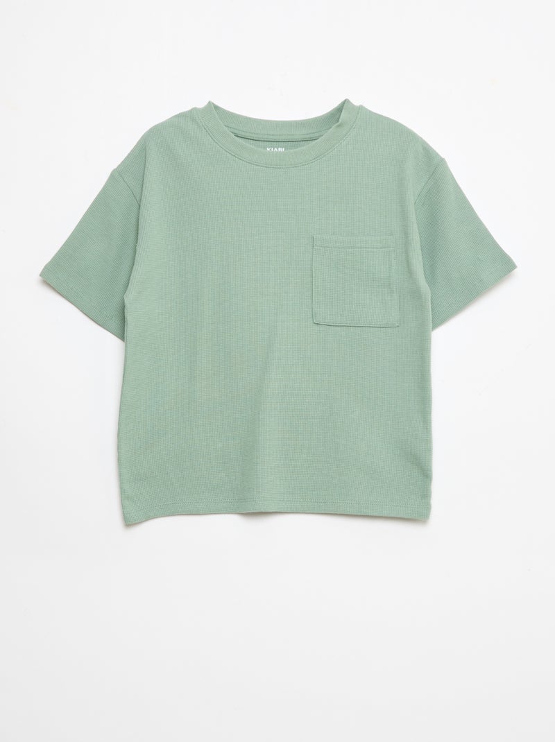 Effen katoenen pyjamaset Groen - Kiabi