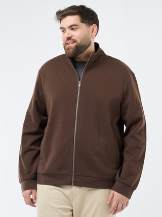 Effen, katoenen sweater met opstaande kraag en rits