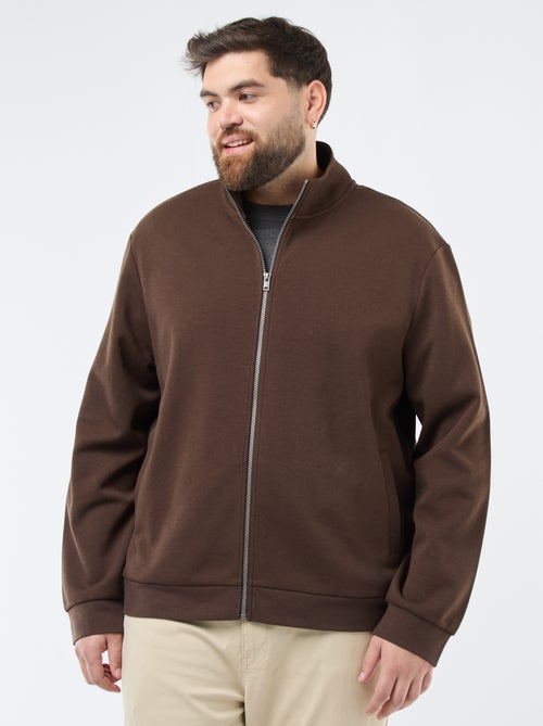 Effen, katoenen sweater met opstaande kraag en rits - Kiabi