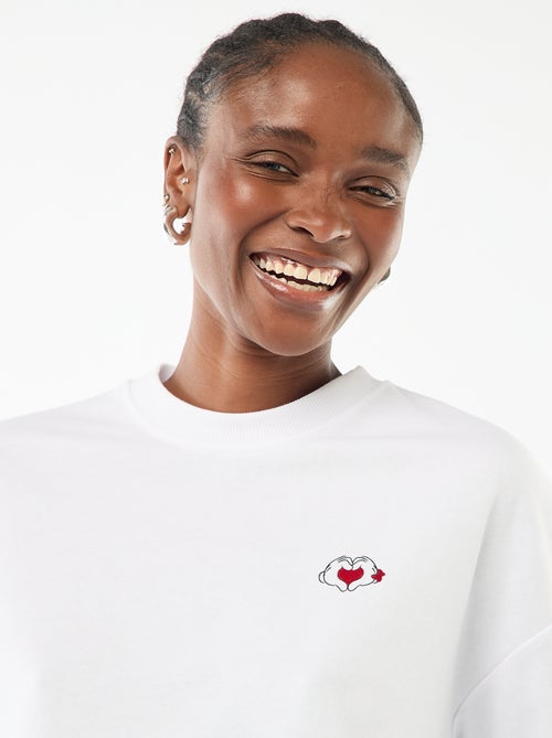 Effen katoenen sweater met print 'Disney' 'Mickey & Minnie' - Kiabi