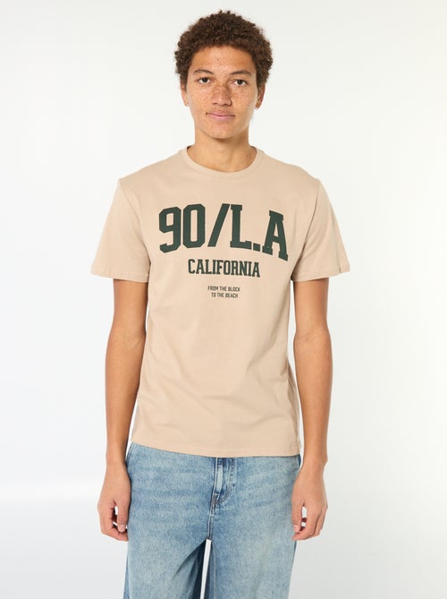 Effen, katoenen T-shirt met print - Kiabi
