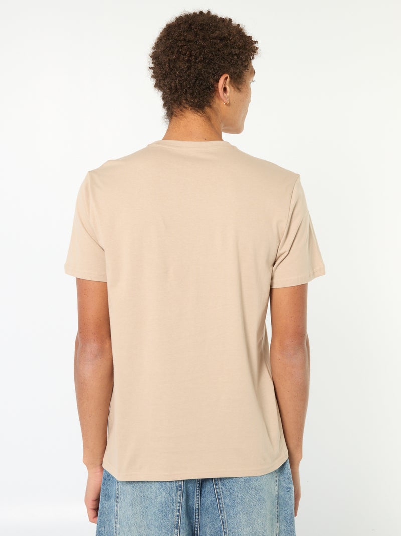 Effen, katoenen T-shirt met print Biege - Kiabi