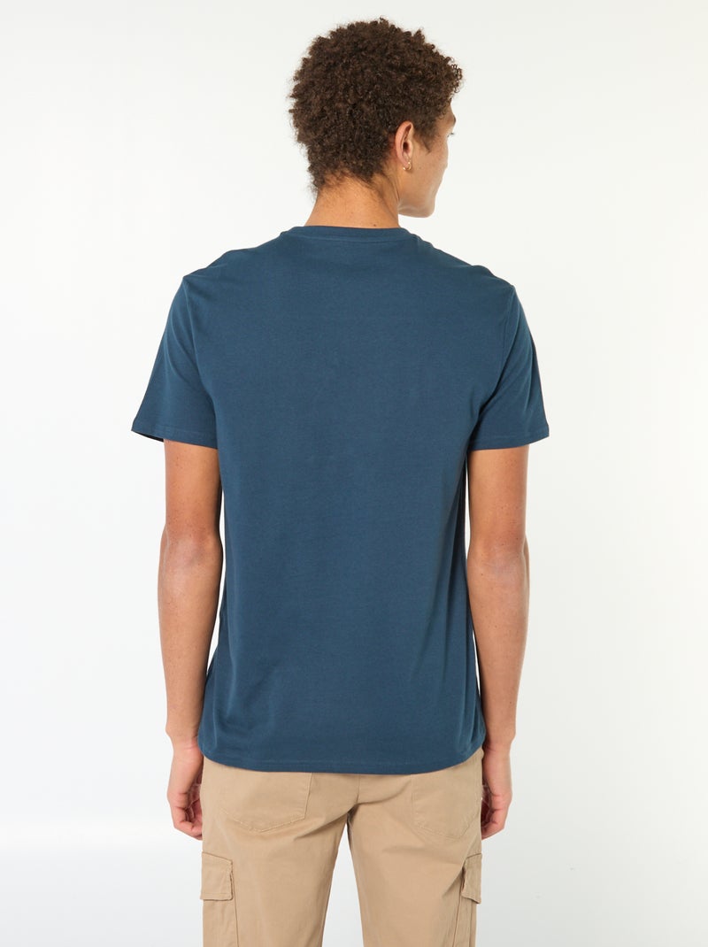 Effen, katoenen T-shirt met print Blauw - Kiabi