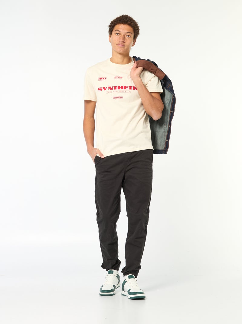 Effen, katoenen T-shirt met print Wit - Kiabi