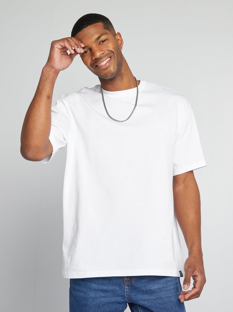 Effen katoenen T-shirt wit - Kiabi