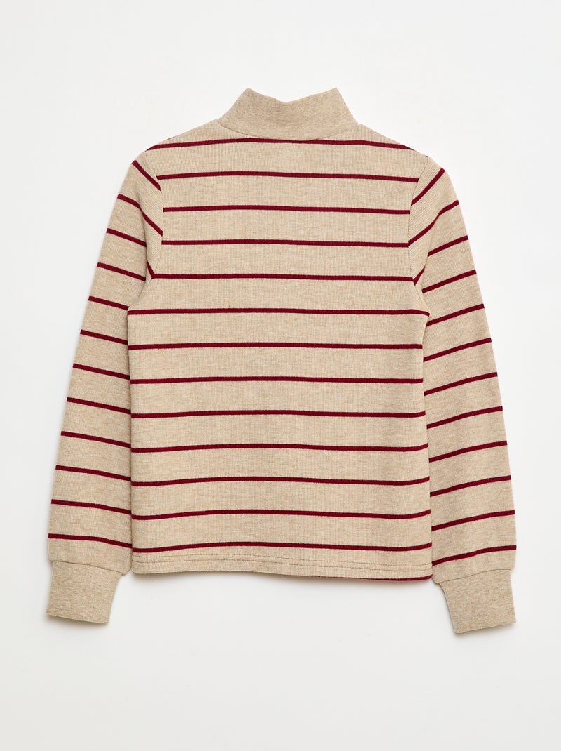 Effen, katoenen truitje met borduursel Biege - Kiabi