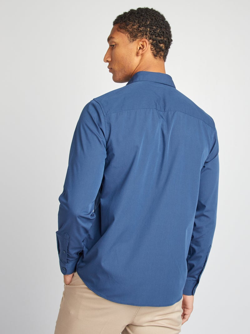 Effen, klassiek overhemd BLAUW - Kiabi