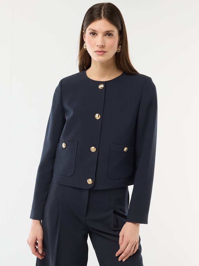 Effen kort ceremonievest Blauw - Kiabi