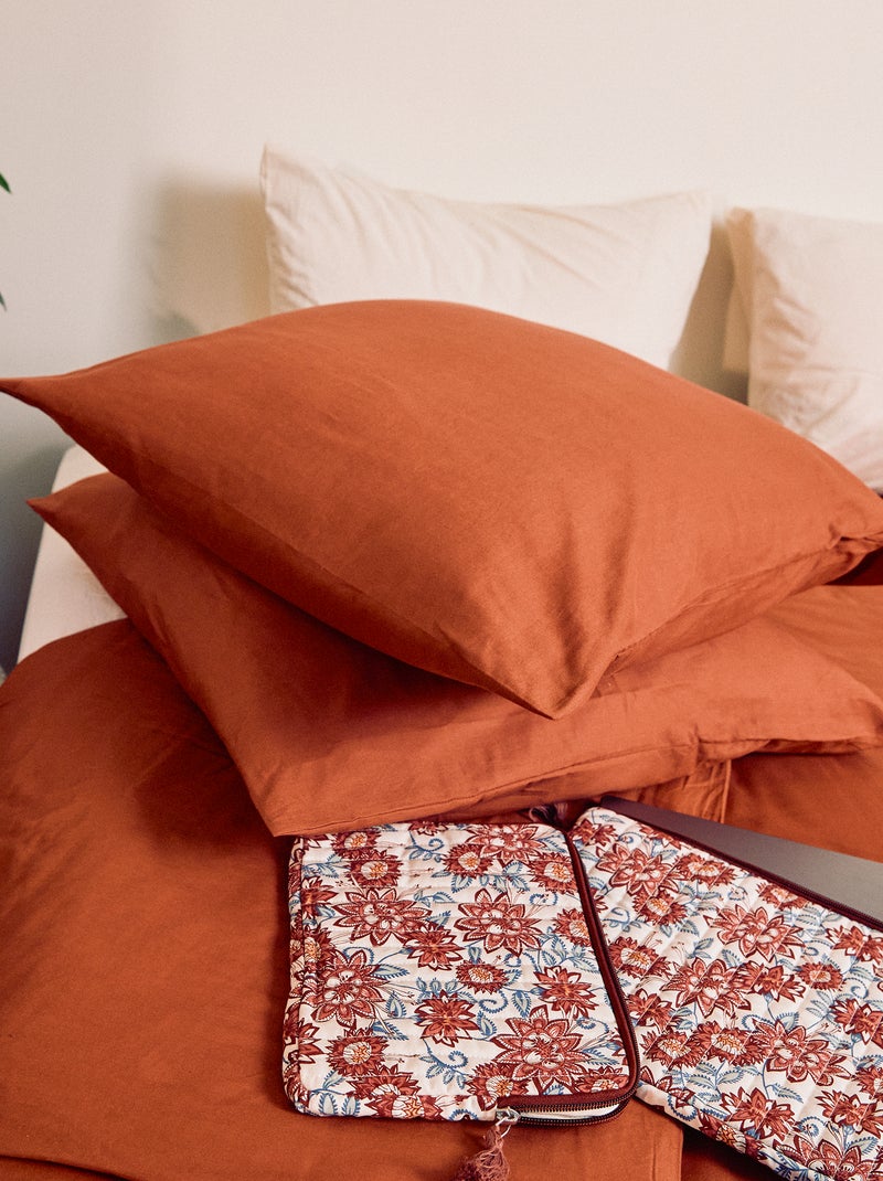 Effen kussensloop 63 x 63 cm - Kiabi Home BRUIN - Kiabi