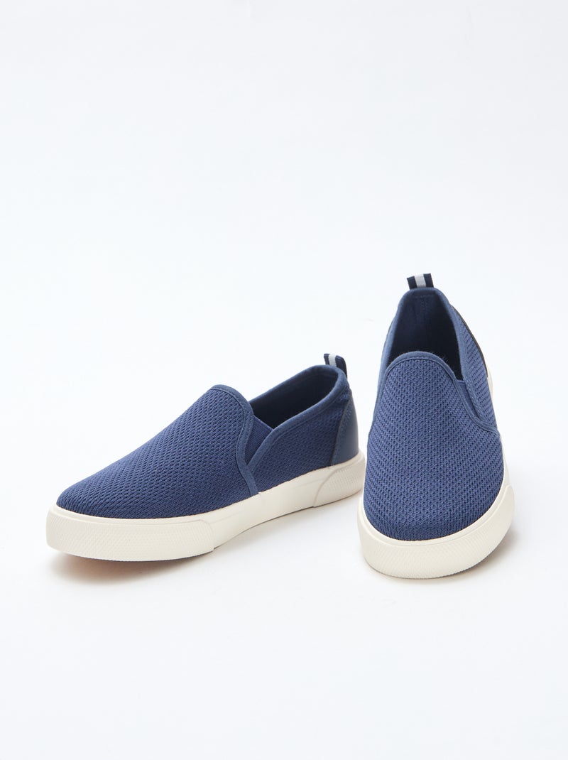 Effen lage sneakers van mesh | Slip-onmodel Blauw - Kiabi