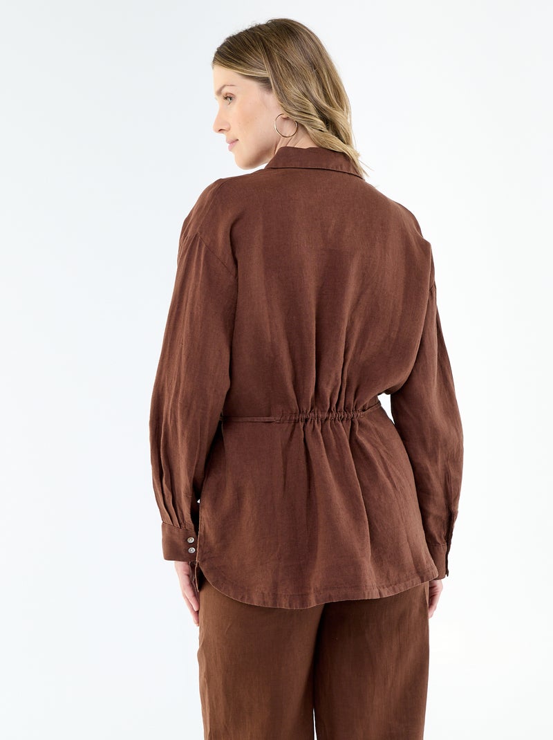 Effen lange blouse Bruin - Kiabi
