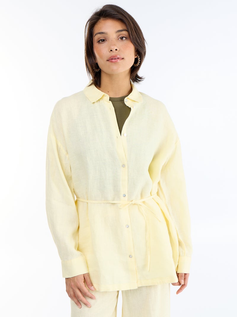 Effen lange blouse Geel - Kiabi