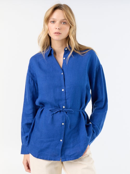 Effen lange blouse van linnen - Kiabi