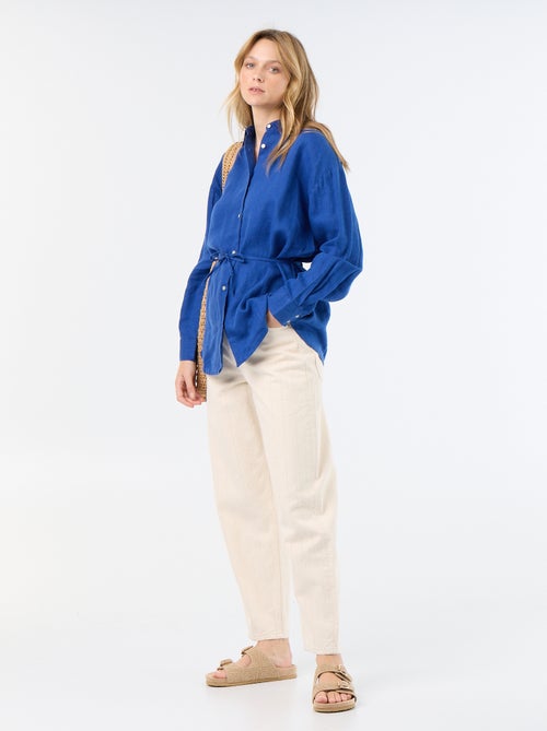 Effen lange blouse van linnen - Kiabi