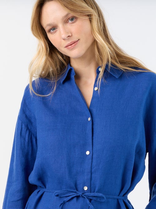Effen lange blouse van linnen - Kiabi