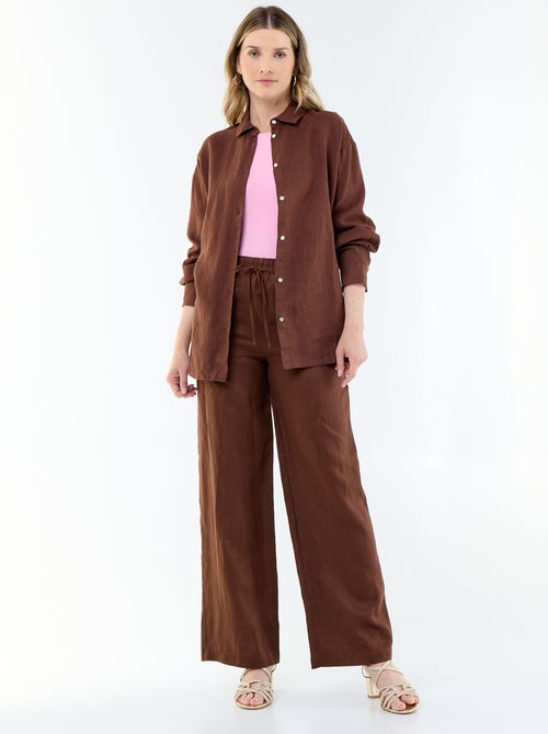 Effen lange blouse van linnen - Kiabi