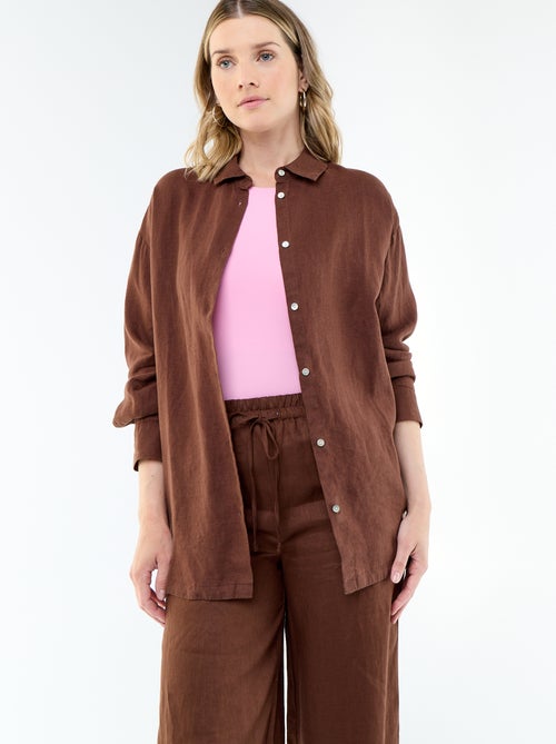 Effen lange blouse van linnen - Kiabi