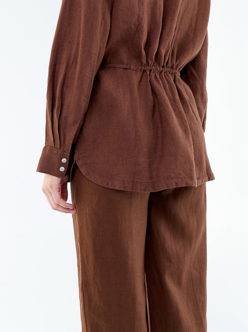 Effen lange blouse van linnen - Kiabi