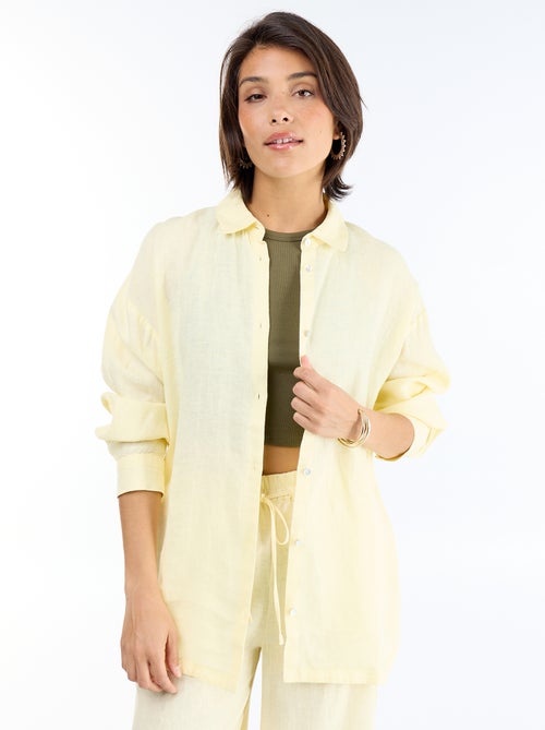 Effen lange blouse van linnen - Kiabi