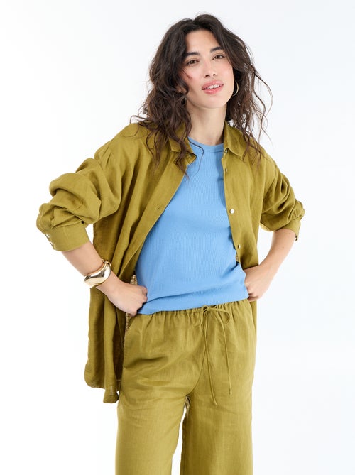 Effen lange blouse van linnen - Kiabi